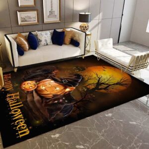 Black Cat Happy Halloween Rectangle Rug Home Decor Product Photo 1