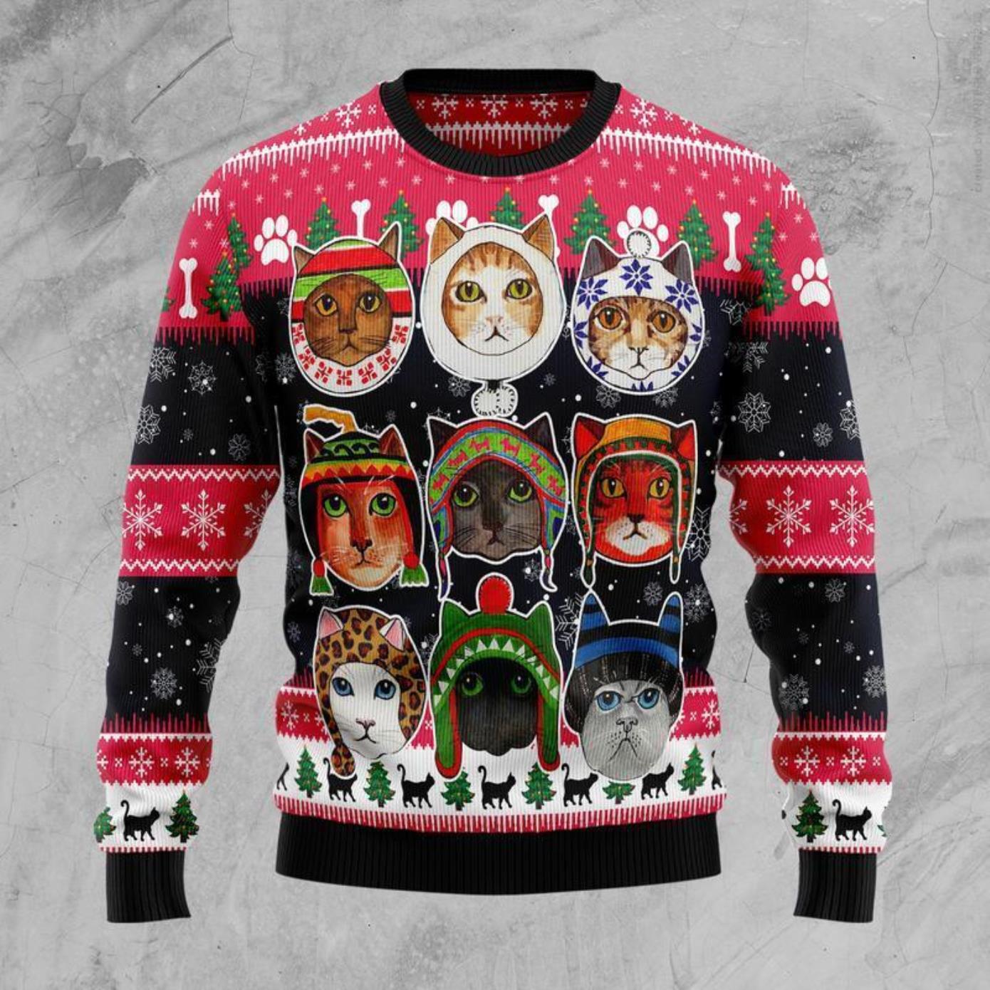 Cats In Winter Ugly Christmas Sweater Product Photo 1